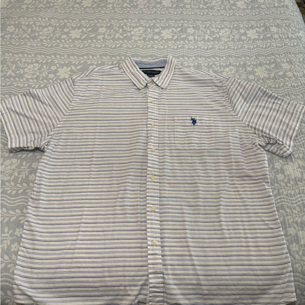 U.S. Polo Assn. Blue and White Casual Button Down Shirt